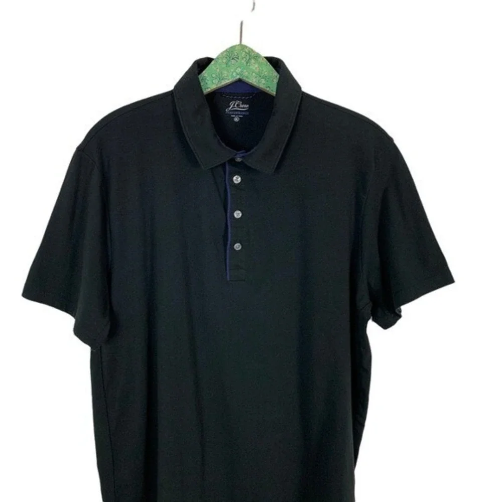 J Crew Mens Polo Shirt XL Black Short Sleeve Classic‎ Preppy Casual